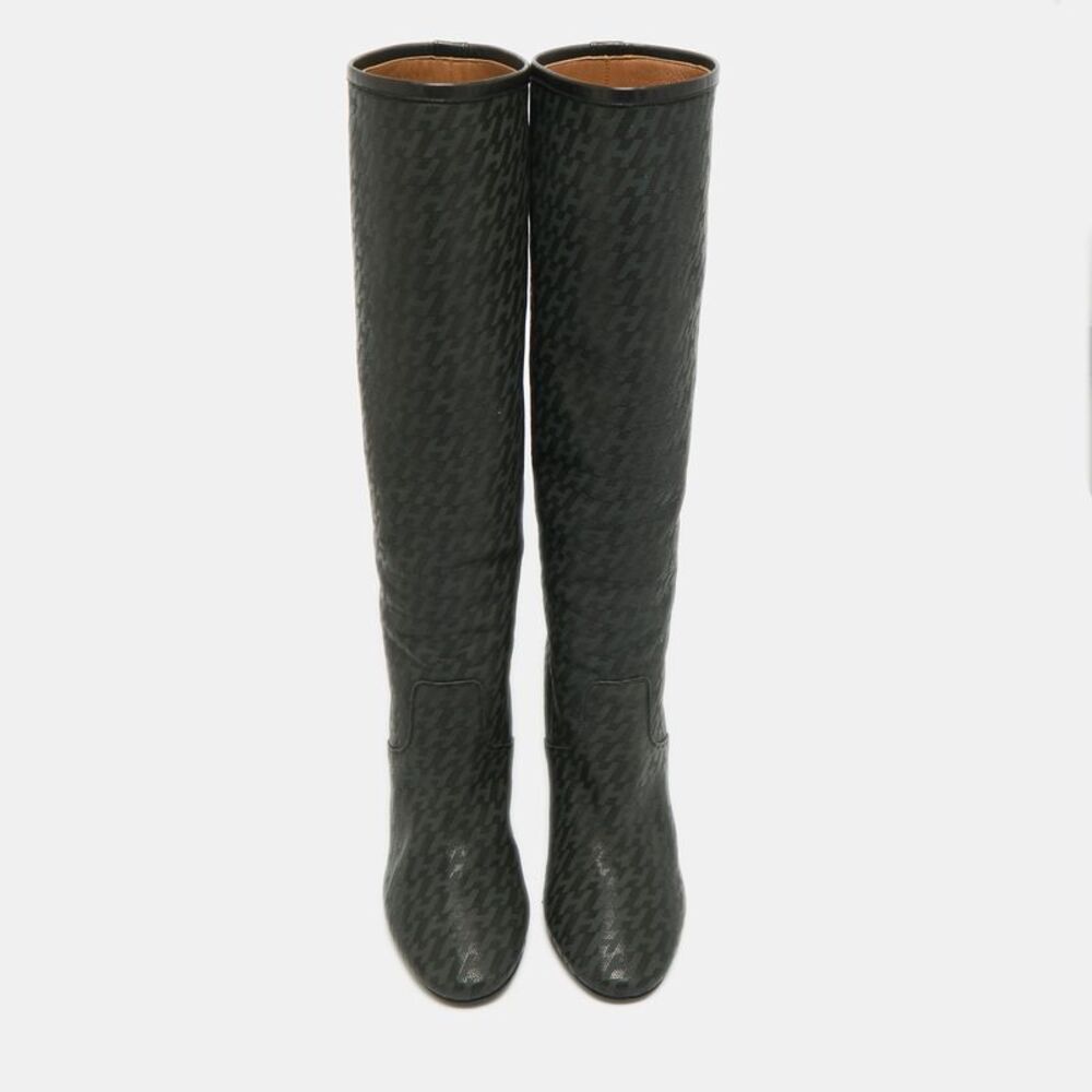 Hermes H Logo Size 36 Black Leather Knee Length Boots - Picture 3 of 7